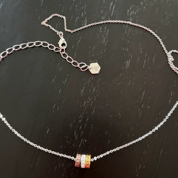 Swarovski Necklace Touchstone Crystal Tri-Color Necklace Gold/Silver 3 Rings - Picture 2 of 9